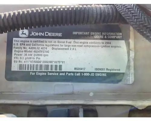 John Deere 4024TF270C Engine Assembly