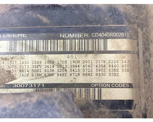 John Deere 4045HMC92 Engine Assembly