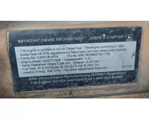 John Deere 4045TF150 Engine Assembly