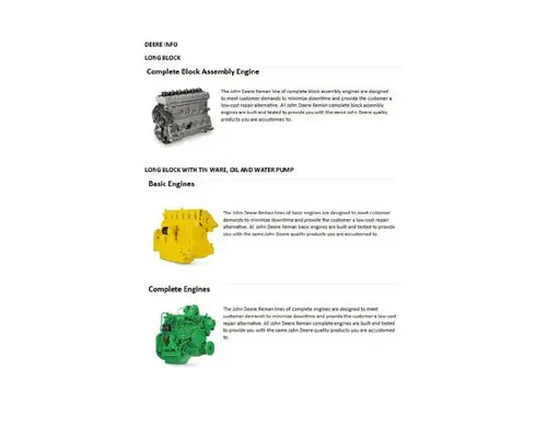 John Deere 6068HDW64 Engine Assembly