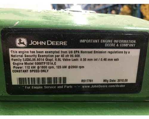 John Deere 6068TF Engine Assembly