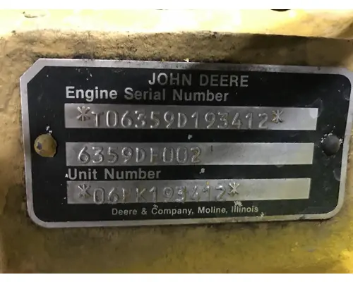 John Deere 6359D Engine Assembly