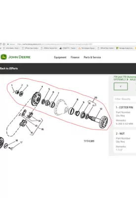 John Deere 770 Equip Axle Shaft
