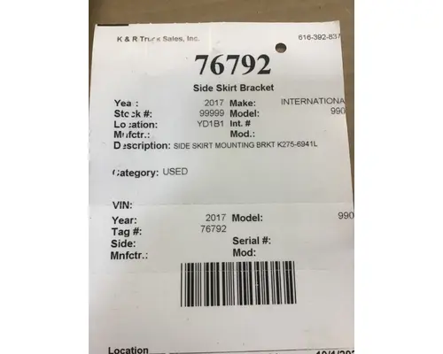KENWORTH 9900 Brackets, Misc.