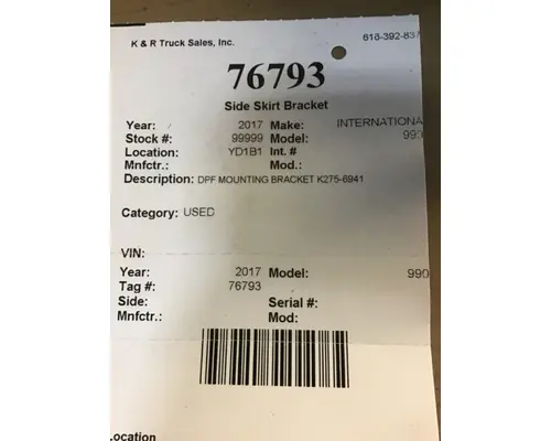 KENWORTH 9900 Brackets, Misc.