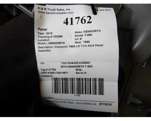 KENWORTH T-680 Door Panel (Trim)