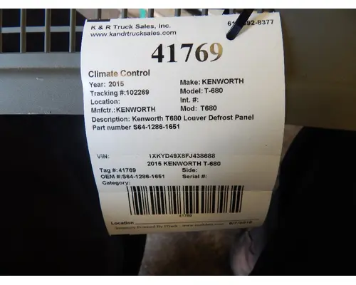 KENWORTH T-680 Interior Miscellaneous Panels