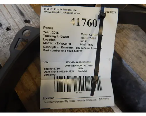 KENWORTH T-680 Interior Parts, Misc.