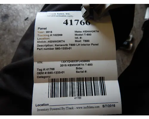KENWORTH T-680 Interior Parts, Misc.