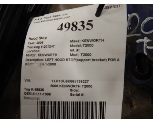 KENWORTH T2000 Brackets, Misc.