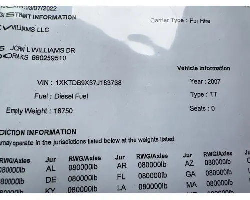 KENWORTH T2000 Complete Vehicle