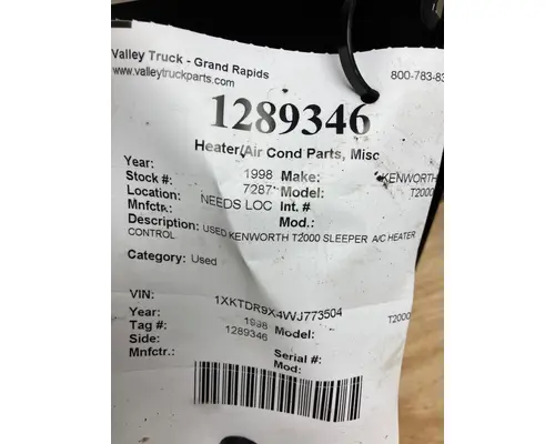 KENWORTH T2000 HeaterAir Cond Parts, Misc