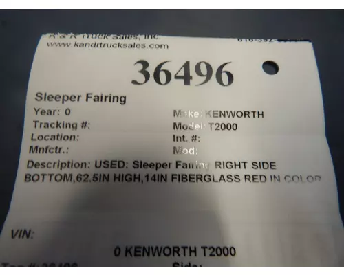 KENWORTH T2000 Sleeper Fairing