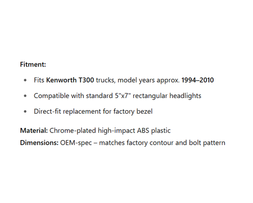 KENWORTH T300 471 Headlight Components