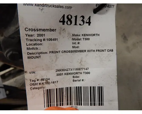 KENWORTH T300 724 Crossmembers