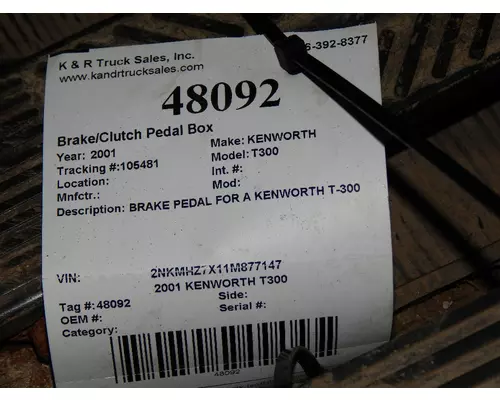 KENWORTH T300 Pedal, Fuel