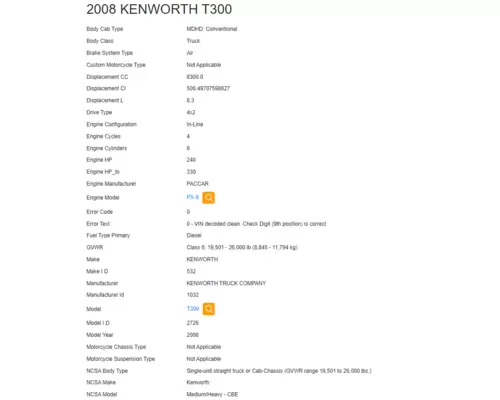 KENWORTH T300 Vehicle For Sale