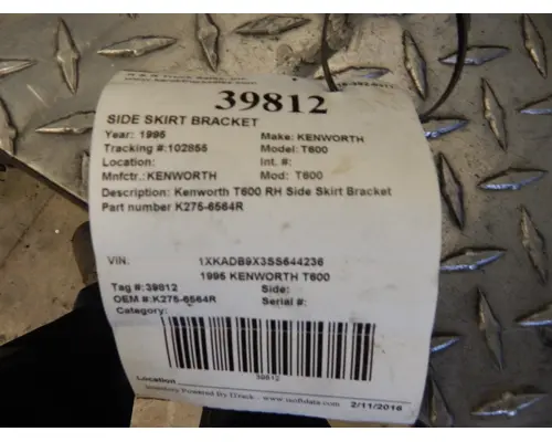 KENWORTH T600 Brackets, Misc.