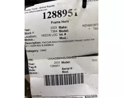 KENWORTH T600 Frame Horn