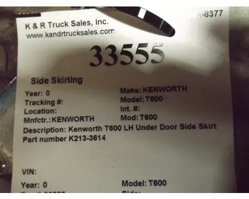 KENWORTH T600 Side Fairing Side Skirting