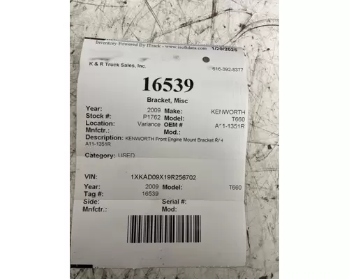 KENWORTH T660 Brackets, Misc.