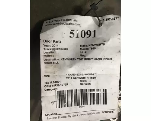 KENWORTH T660 Door Parts