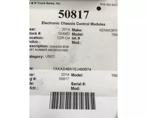 KENWORTH T660 ECM (ChassisVehicle)