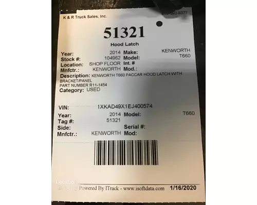 KENWORTH T660 Latches and Locks