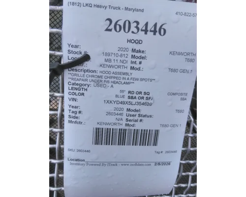KENWORTH T680 2012-2023 HOOD
