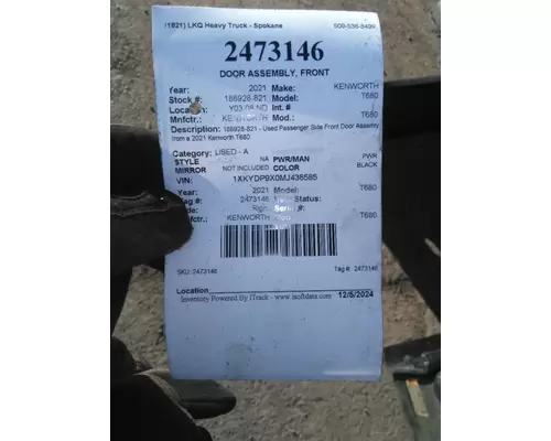 KENWORTH T680 2013-2026 DOOR ASSEMBLY, FRONT