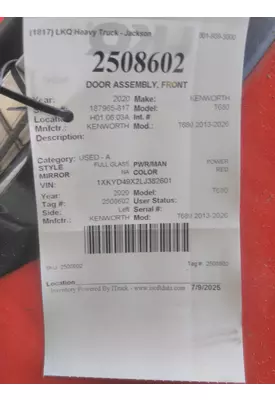 KENWORTH T680 2013-2026 DOOR ASSEMBLY, FRONT