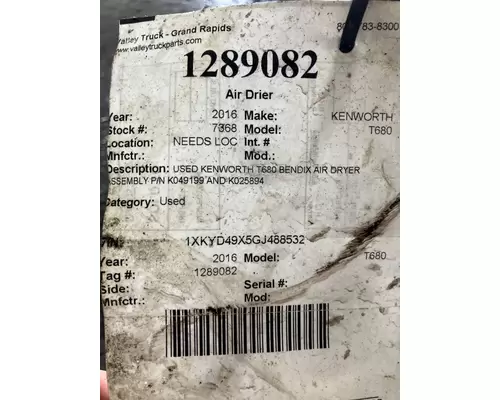 KENWORTH T680 Air Drier