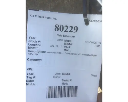 KENWORTH T680 Body Parts, Misc.