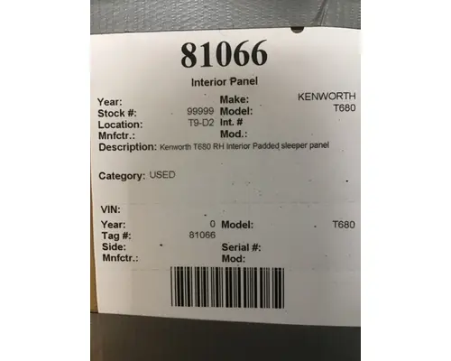 KENWORTH T680 Door Panel (Trim)