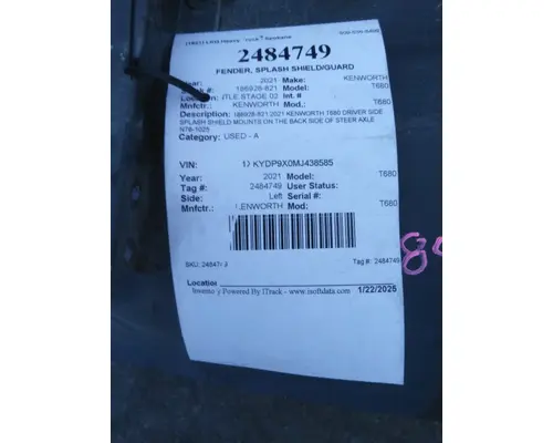 KENWORTH T680 FENDER, SPLASH SHIELDGUARD