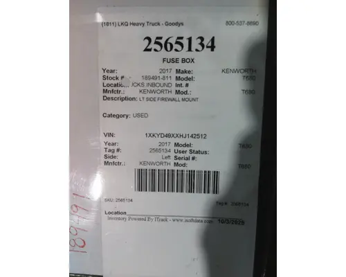 KENWORTH T680 FUSE BOX