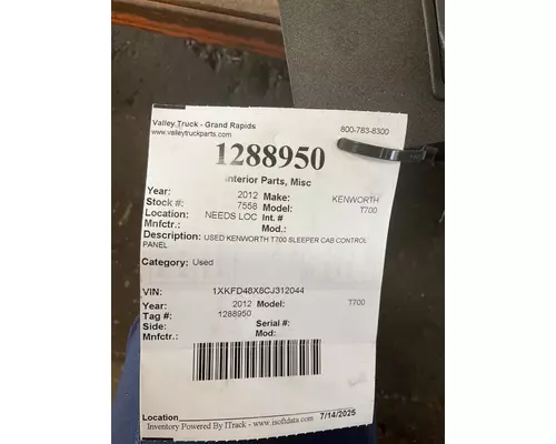 KENWORTH T700 Interior Parts, Misc