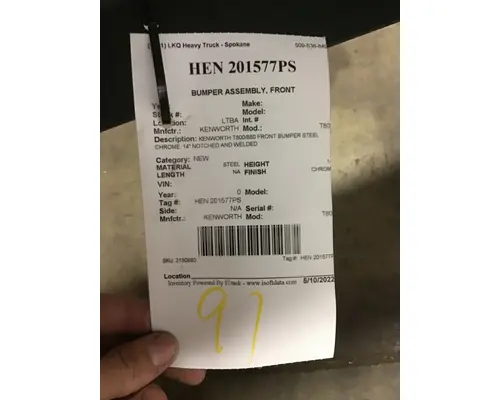 KENWORTH T800B 2004-2020 BUMPER ASSEMBLY, FRONT