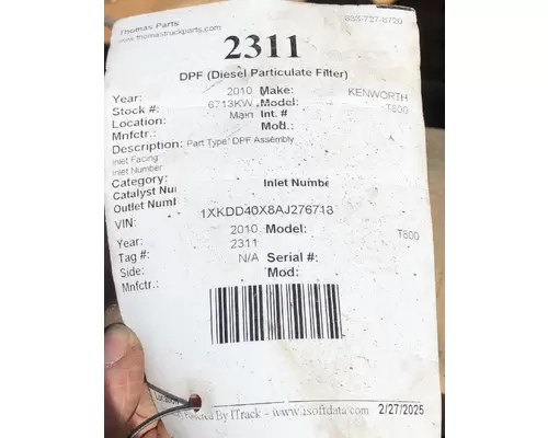 KENWORTH T800 DPF (Diesel Particulate Filter)