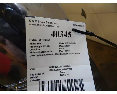 KENWORTH T800 Exhaust Shield 