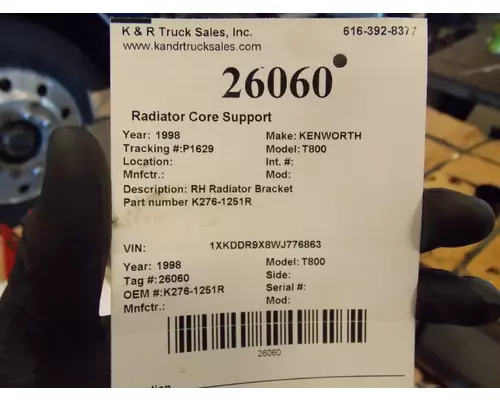 KENWORTH T800 Radiator Core Support
