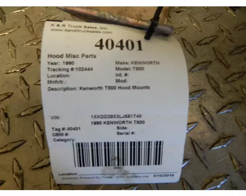 KENWORTH T880 Body Parts, Misc.