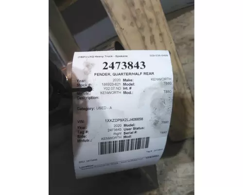 KENWORTH T880 FENDER, QUARTERHALF REAR