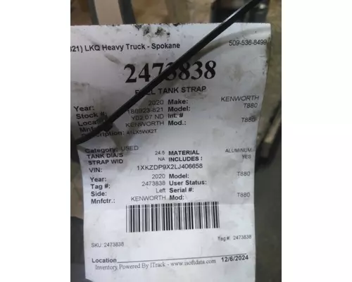 KENWORTH T880 FUEL TANK STRAP