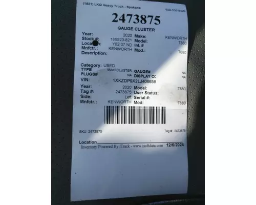 KENWORTH T880 GAUGE CLUSTER