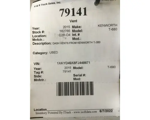 KENWORTH W900 Dash  Console Switch