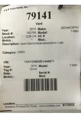 KENWORTH W900 Dash / Console Switch
