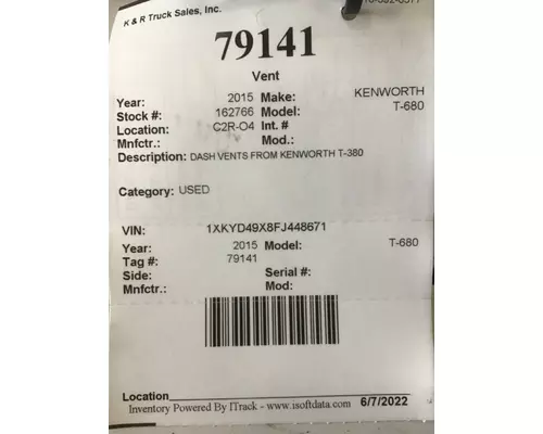 KENWORTH W900 Dash Panel