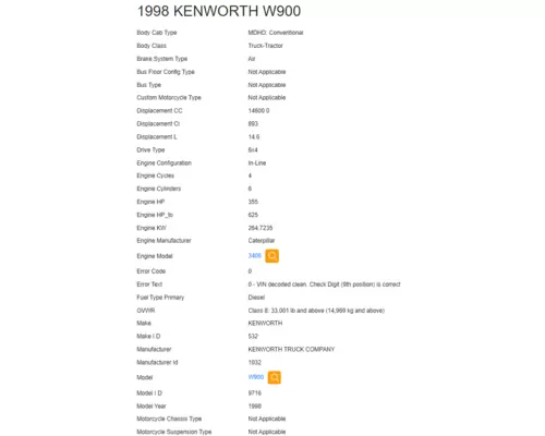 KENWORTH W900 Vehicle For Sale