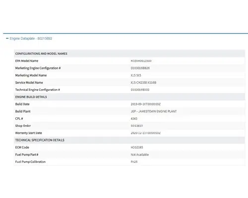 KENWORTH X-15 Engine Assembly